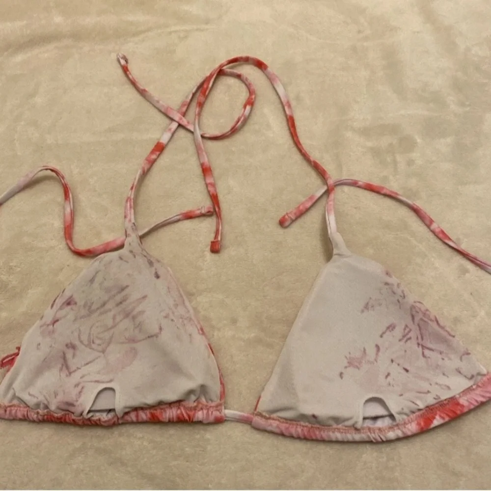 Fashion Nova Tie-Dye Bikini Top in Pink and White